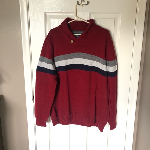 Tommy Hilfiger Other - Men’s Tommy Hilfiger Red Shawl Collar Sweater